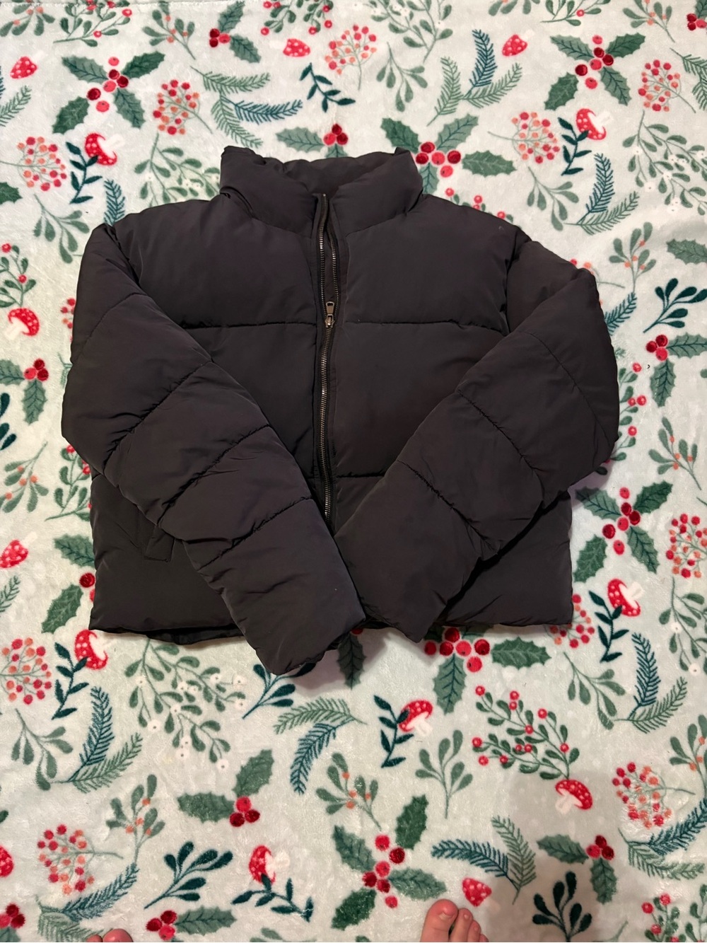 Cropped Black Puffer Jacket - Warm Winter Coat